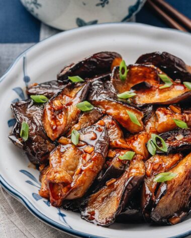 Homemade Chinese eggplant in garlic sauce