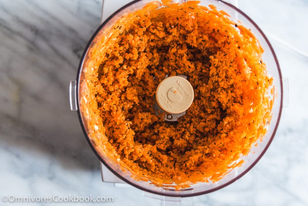 Carrot Dumplings - An elegant vegetarian dumpling that uses carrots, bamboo shoots, mushrooms, and eggs to create a fresh, moist, and rich filling.