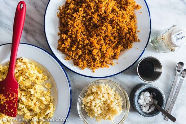 Carrot Dumplings - An elegant vegetarian dumpling that uses carrots, bamboo shoots, mushrooms, and eggs to create a fresh, moist, and rich filling.