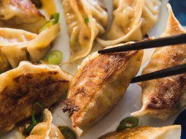 Carrot Dumplings - An elegant vegetarian dumpling that uses carrots, bamboo shoots, mushrooms, and eggs to create a fresh, moist, and rich filling.