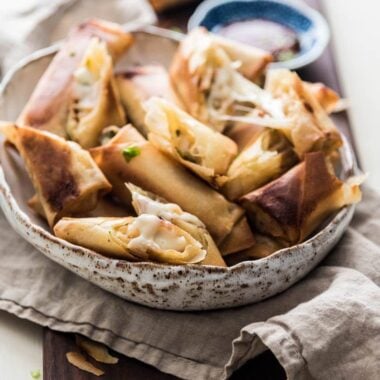 This recipe does not require you to deep fry, pre-cook the filling, and is so easy to get ready.