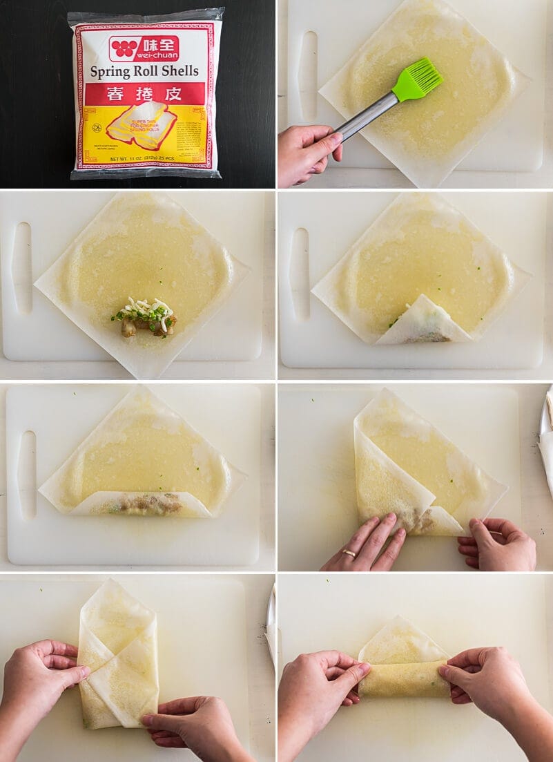 Cheesy Shrimp Baked Spring Rolls Cooking Process