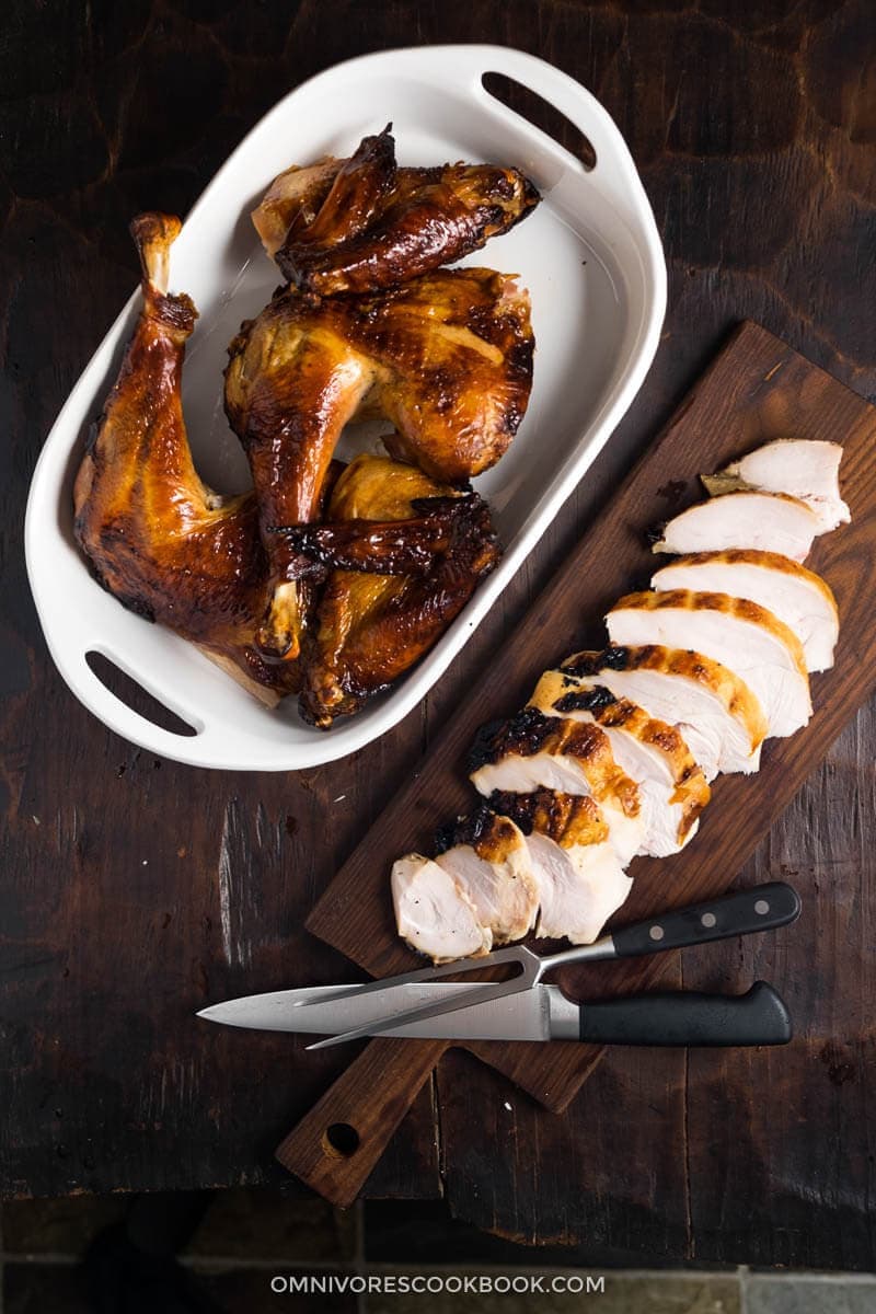 A marinade that is so much better than your average brining mixture. It creates the juiciest turkey that is extra flavorful and crispy on all sides.