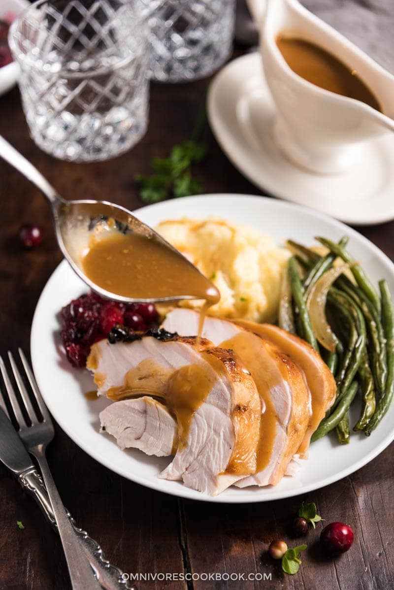 A marinade that is so much better than your average brining mixture. It creates the juiciest turkey that is extra flavorful and crispy on all sides.