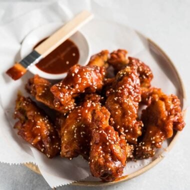 Fried Chicken Wings in Asian Hot Sauce (Crispy Even When Chilled!) | Gluten Free | Game Day | Party | Appetizer