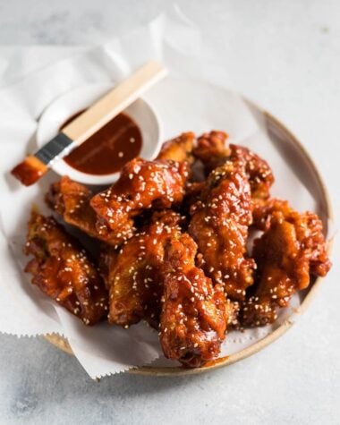 Fried Chicken Wings in Asian Hot Sauce (Crispy Even When Chilled!) | Gluten Free | Game Day | Party | Appetizer