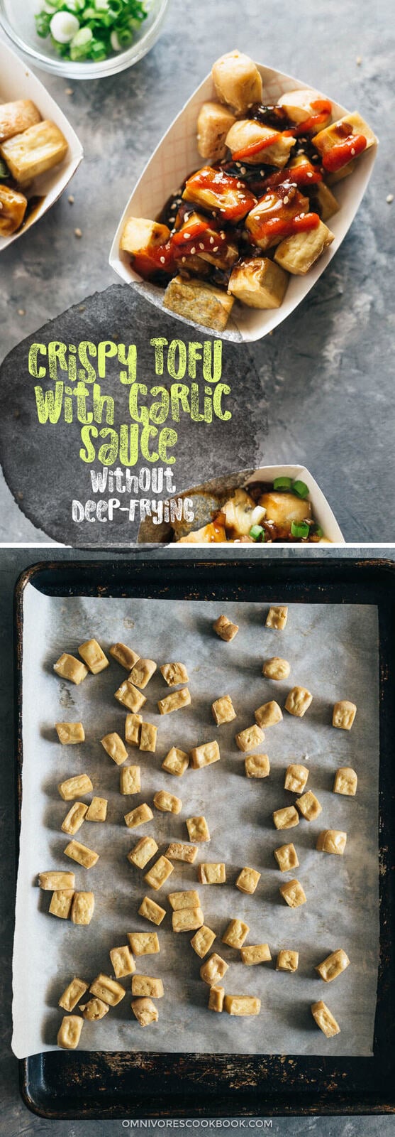 Crispy Tofu with Garlic Sauce (without Deep-Frying) | Chinese | recipes | vegan | vegetarian | gluten free | plant based | baked | healthy | easy | Asian