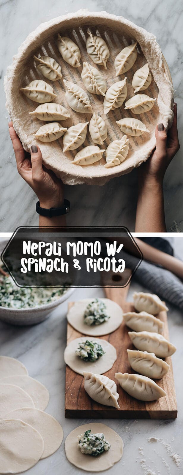 Nepali Momos with Spinach and Ricotta - An easy dim sum appetizer that you can make in your own kitchen and impress your guests with at the dinner party! {Vegetarian}