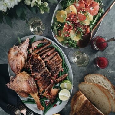 Slow Roast Goose With Black Currant Sauce - A perfect dish for your Thanksgiving or Christmas dinner, which you can make in advance with minimal hands-on time. The recipe yields extra juicy meat with crispy skin.