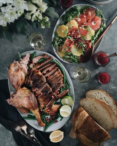 Slow Roast Goose With Black Currant Sauce - A perfect dish for your Thanksgiving or Christmas dinner, which you can make in advance with minimal hands-on time. The recipe yields extra juicy meat with crispy skin.