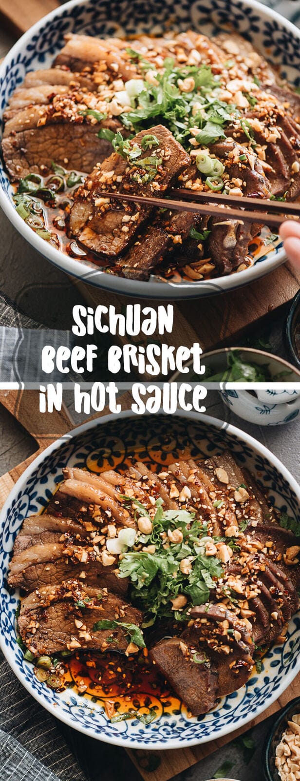 This Fu Qi Fei Pian (Sichuan Sliced Beef in Chili Sauce) recipe gives you the real-deal Sichuan experience. The tender beef slices are served in a rich, spicy hot sauce and topped with peanut flakes and cilantro. #glutenfree #beef #instantpot #chinese #recipes