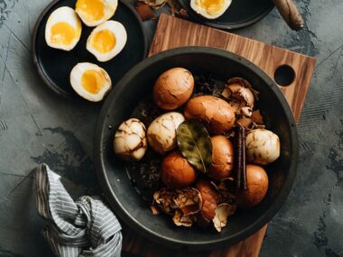 Chinese Tea Eggs (marbled eggs) using soft boiled and hard boiled eggs