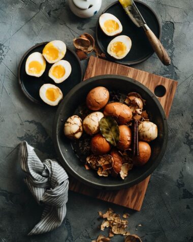 Chinese Tea Eggs (marbled eggs) using soft boiled and hard boiled eggs