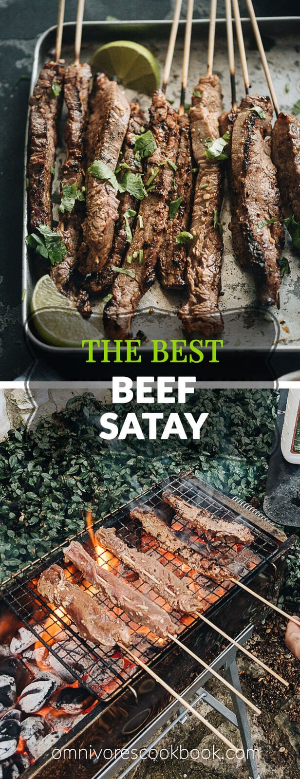 Beef Satay - Skewers of flavorful beef get that perfect char over the Chinese grill and are served with a sweet, tangy and totally craveable peanut sauce. #marinade #recipe #sticks #gluten-free