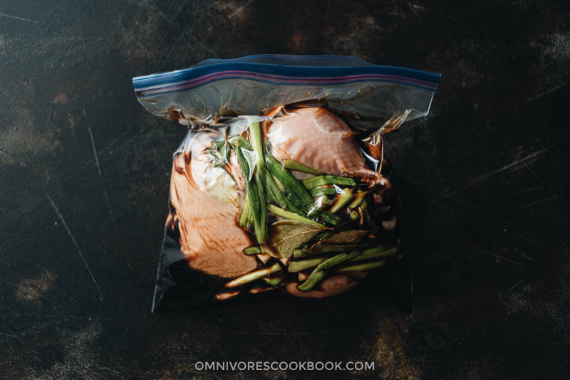 Chinese Soy Sauce Chicken - This homemade soy sauce chicken has silky tender meat with a deep savory flavor. Learn how easy it is to make this Cantonese dim sum at home and even achieve restaurant taste. #marinade #recipe #healthy #glutenfree #brownsugar Marinating chicken for making soy sauce chicken
