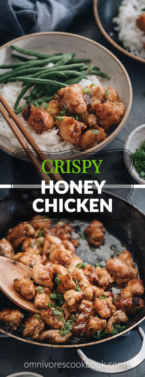 Crispy Chinese Honey Chicken (without Deep Frying) - This easier, healthier version guarantees crispy juicy chicken and a rich sauce that is bursting with flavor. Now you can make your favorite takeout dish at home and it&rsquo;ll taste just as great as the restaurant version! {Gluten Free Adaptable}