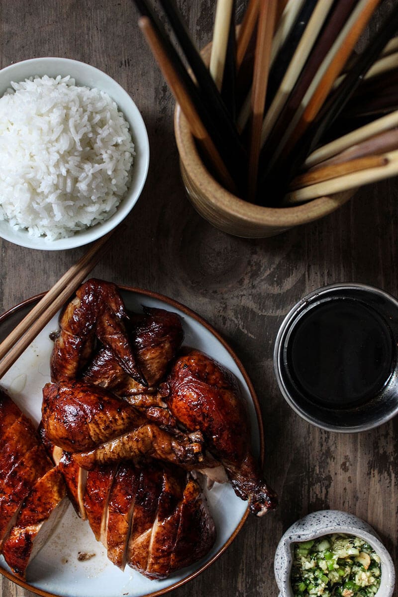 Oven Roasted Peking Chicken - A cross between a roasted chicken and Peking duck, this recipe is for days when you have that craving for peking duck but chicken is all you have to work with. Oven roasted Peking chicken