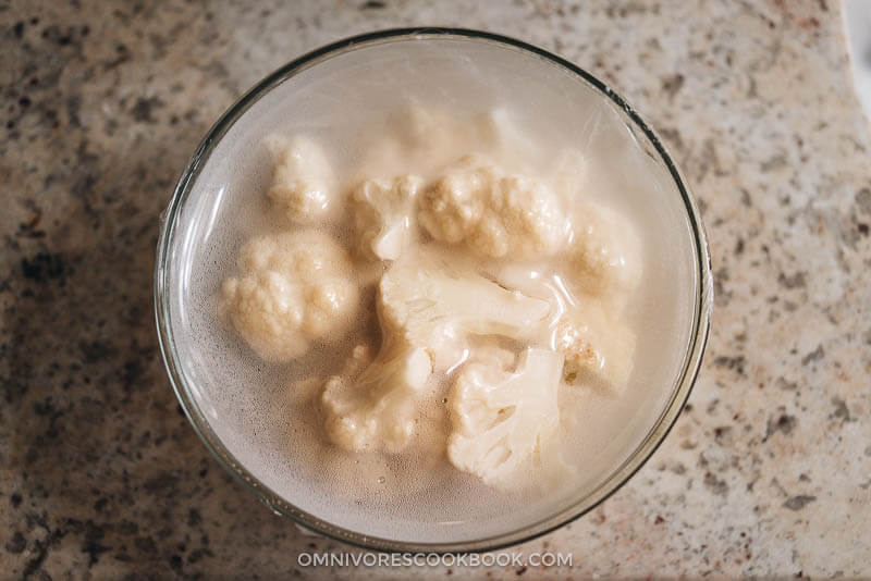 Microwave steamed cauliflower