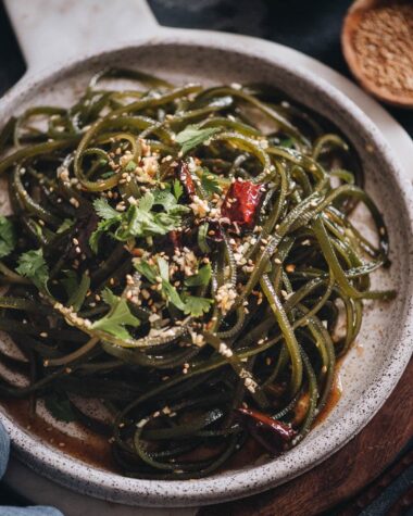 Chinese seaweed salad close up