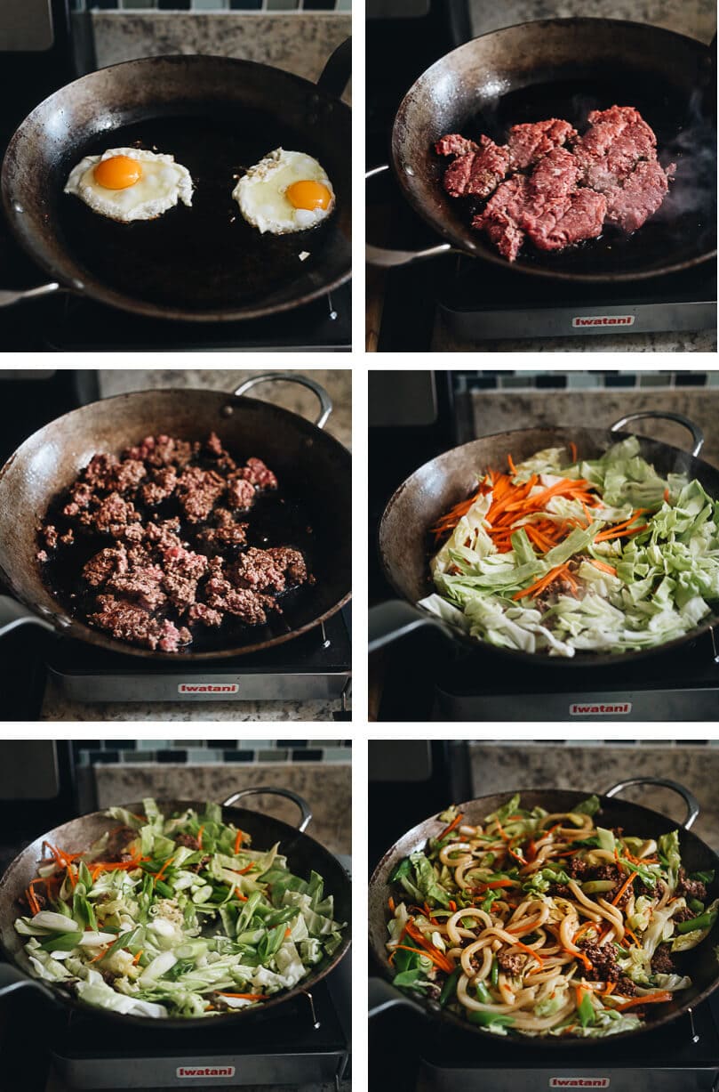 Easy Fried Udon - An easy fried udon recipe with a Chinese twist that yields a rich result that tastes like a beef burger. The recipe calls for very basic ingredients and doesn’t require a wok. Try it out if you like takeout - you’ll like this homemade version even better. Homemade easy fried udon cooking step-by-step