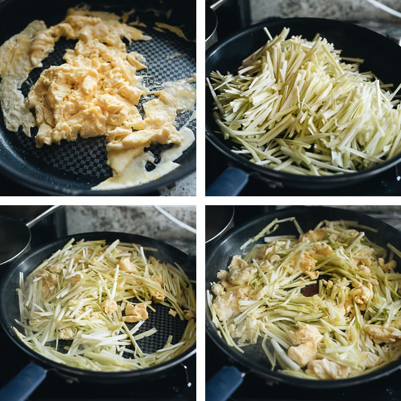 Yellow chives and eggs stir fry - Made with 3 ingredients, this dish is light, nutritious, and hearty. Serve it as a side dish or top it on steamed rice as a light main. {Gluten-Free} Yellow chives and eggs stir fry cooking step-by-step