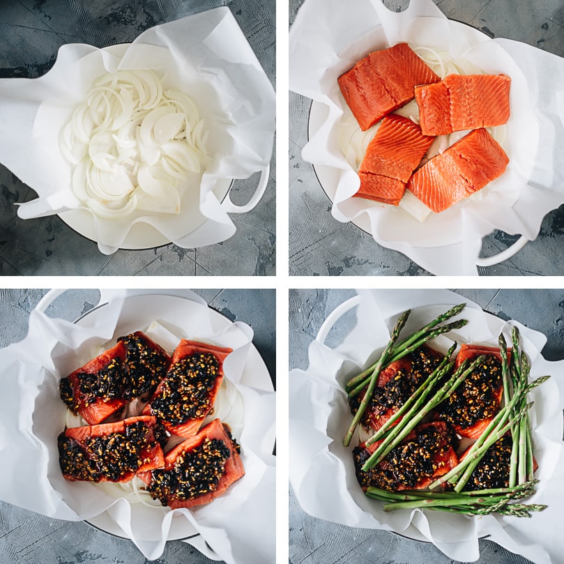 Cooking steamed salmon in a dutch oven