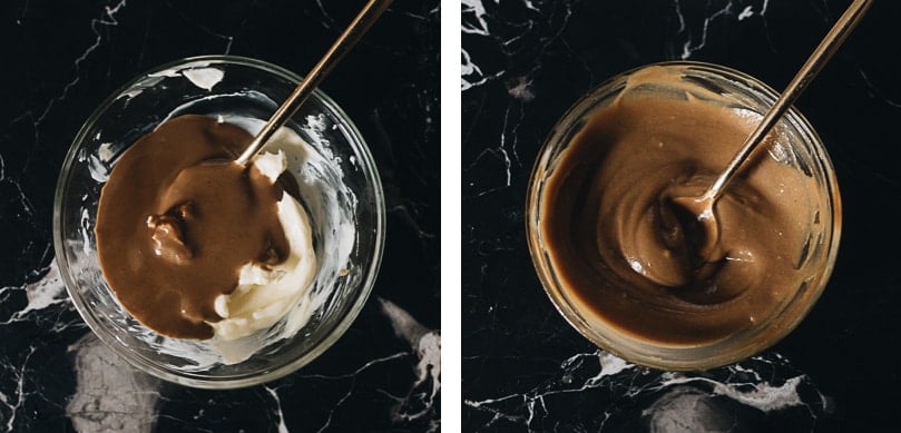 Making sesame paste mixture for cinnamon roll filling