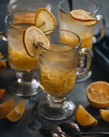 Homemade citron tea using meyer lemons