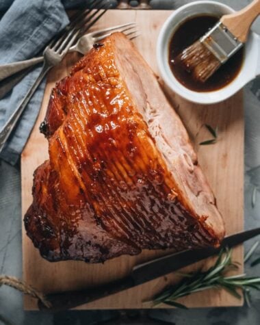 Pineapple glazed ham with glaze