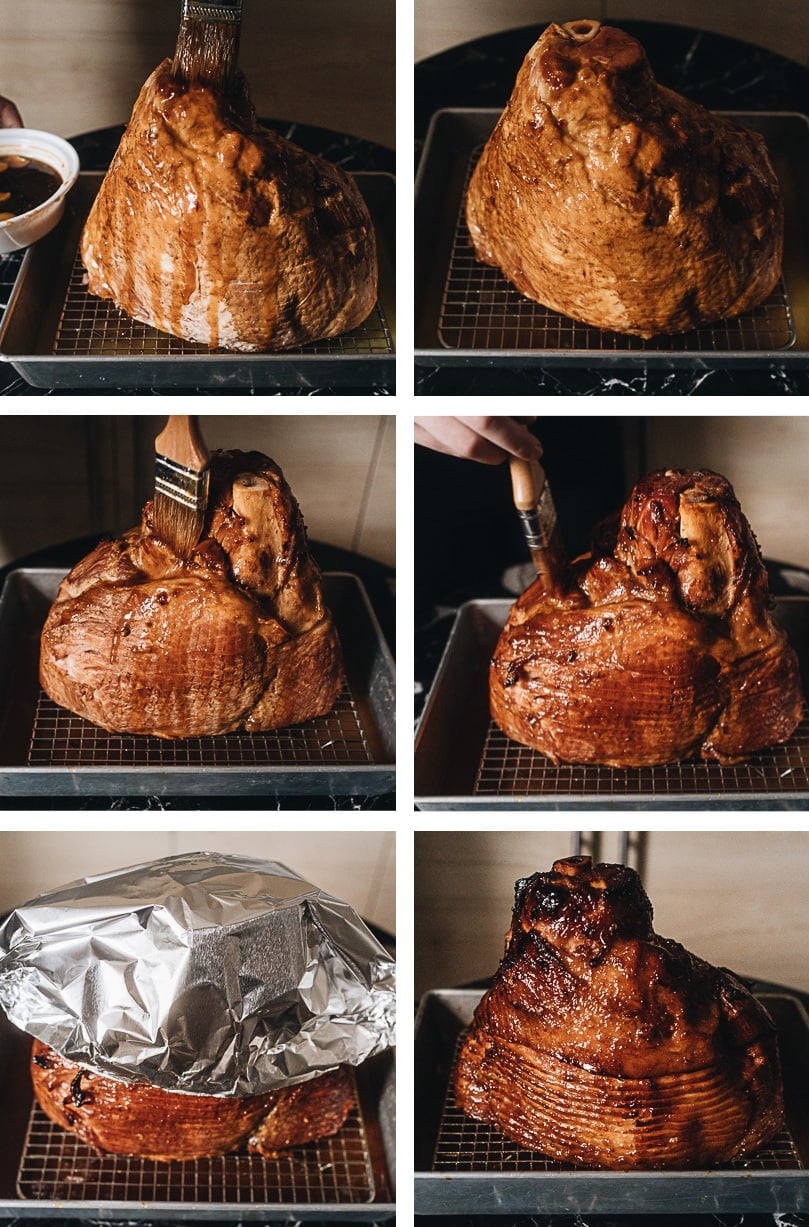 Asian Pineapple Glazed Ham | Try out this easy pineapple glazed ham if you want to make a traditional glazed ham with something new, while staying just as hearty and comforting. The glaze is made from brown sugar and pineapple juice, with a hint of gingery and garlicky taste, just like sweet chili sauce. It is a perfect centerpiece dish for holidays such as Christmas and Easter. {Gluten-Free Adaptable} How to make pineapple glazed ham step-by-step
