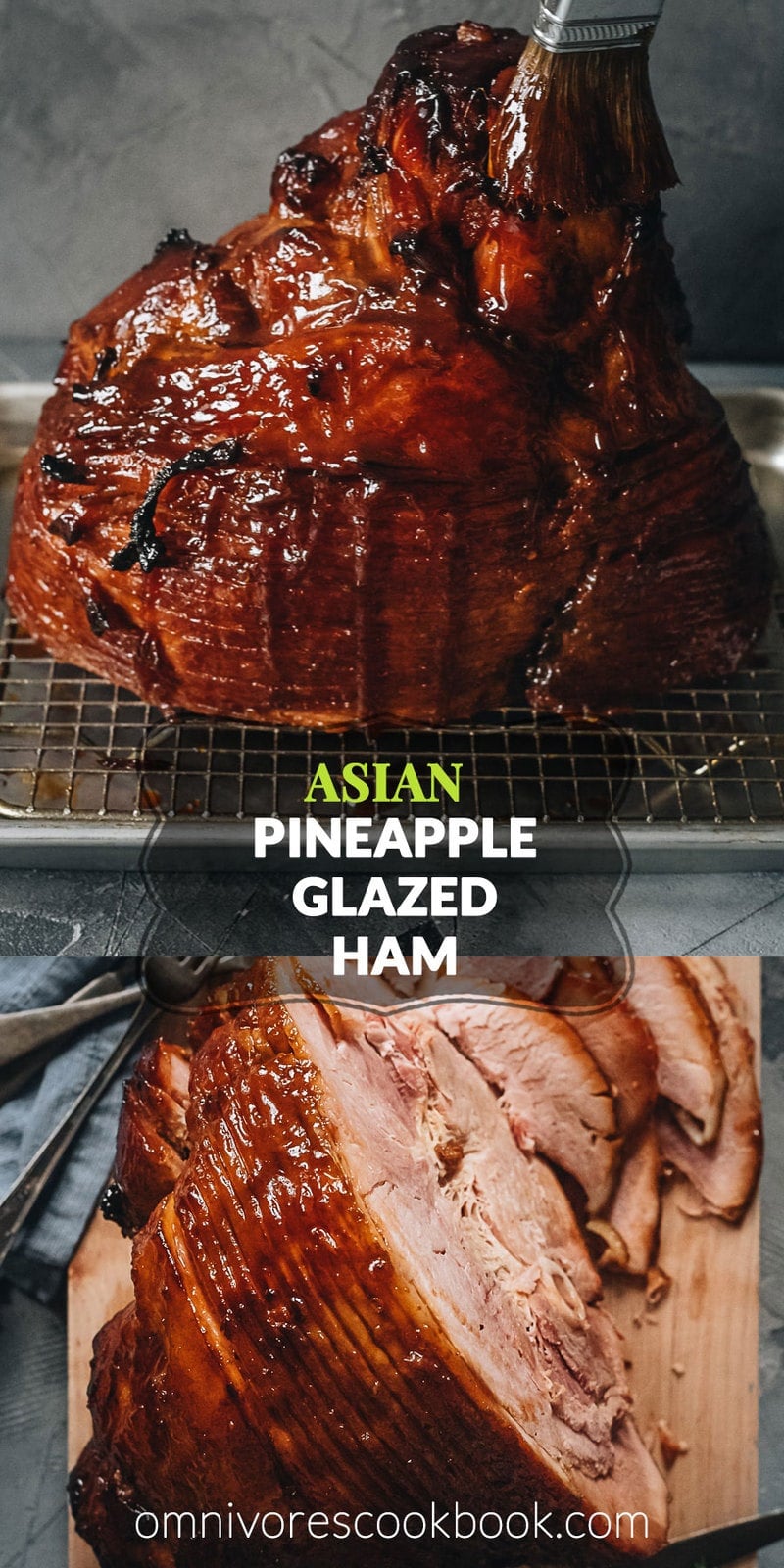Asian Pineapple Glazed Ham | Try out this easy pineapple glazed ham if you want to make a traditional glazed ham with something new, while staying just as hearty and comforting. The glaze is made from brown sugar and pineapple juice, with a hint of gingery and garlicky taste, just like sweet chili sauce. It is a perfect centerpiece dish for holidays such as Christmas and Easter. {Gluten-Free Adaptable}