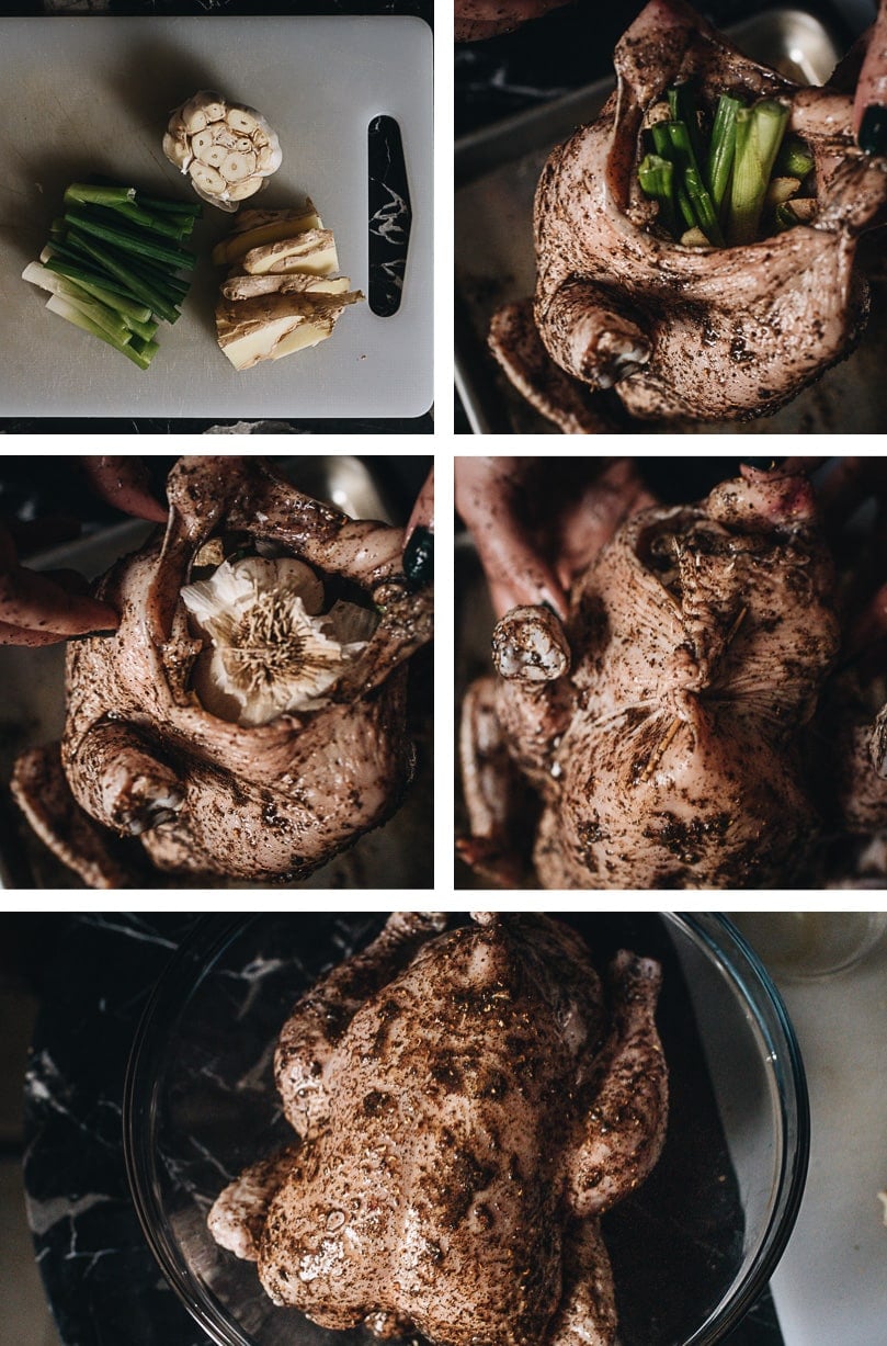Stuff chicken for roasting