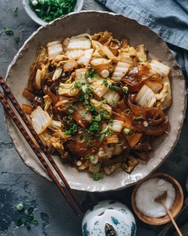 Braised napa cabbage with glass noodles