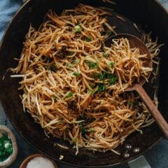 Try some homestyle Chinese with this easy, healthy, and delicious bean sprout stir fry that takes just minutes to put on your dinner table! {Vegan, Gluten-Free Adaptable}