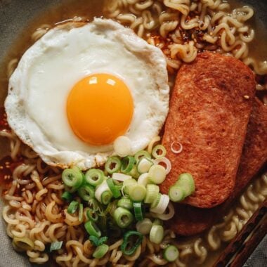 Spam ramen close-up