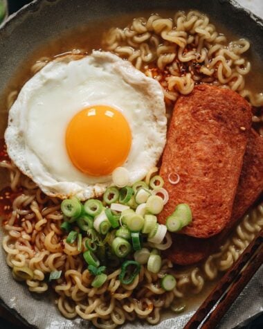 Spam ramen close-up