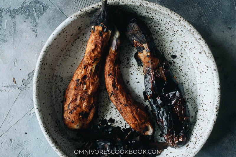 Fire roasted eggplant