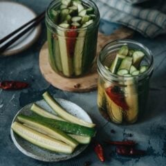 Chinese pickled cucumbers add a refreshing taste to any meal, are great as a snack all on their own, and can be ready overnight! {Vegan, Gluten-Free adaptable}