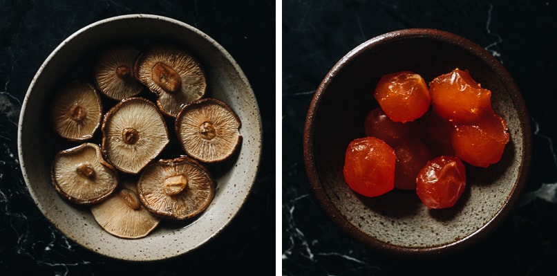 Shiitake mushrooms and salty duck egg yolks