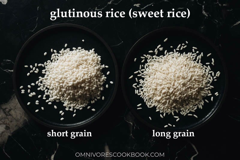 Short grain and long grain sweet rice