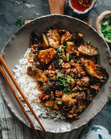 Sichuan braised eggplant over rice