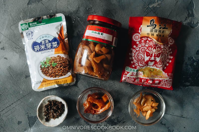 Three types of Chinese pickles