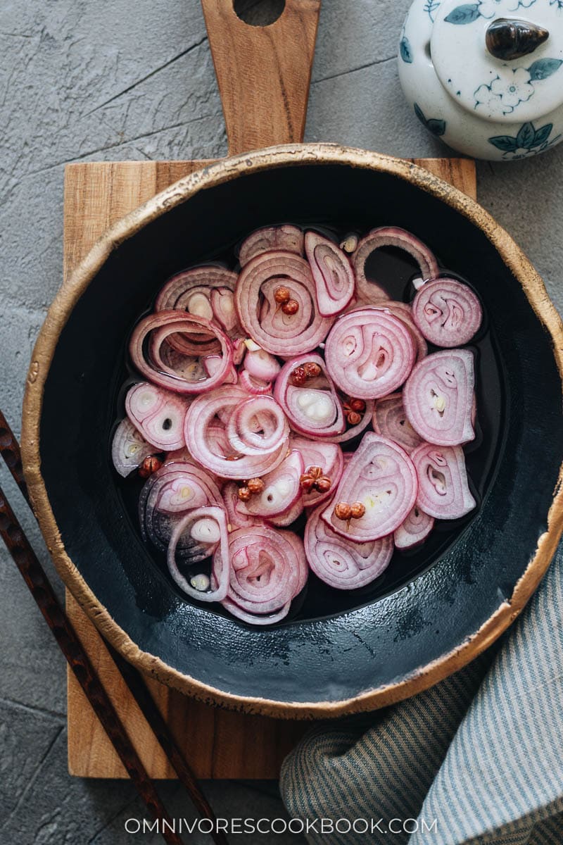 Homemade pickled shallots
