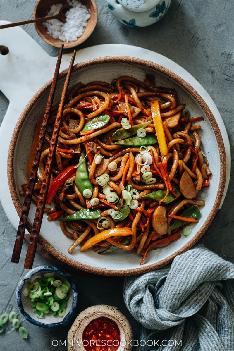 Homemade veggie yaki udon