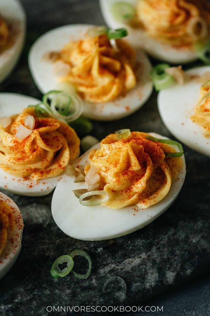 Deviled eggs close up