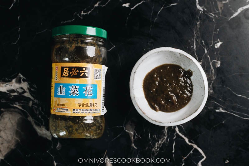 Chinese fermented leek flower sauce (jiu cai hua)