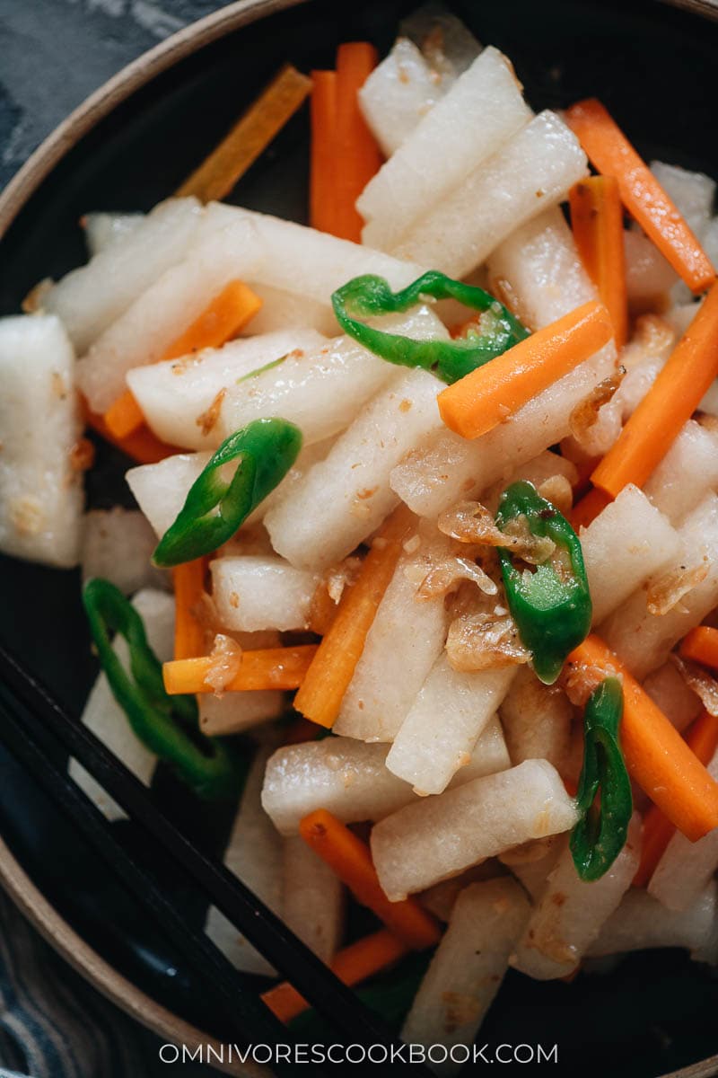 Chinese winter melon stir fry close up