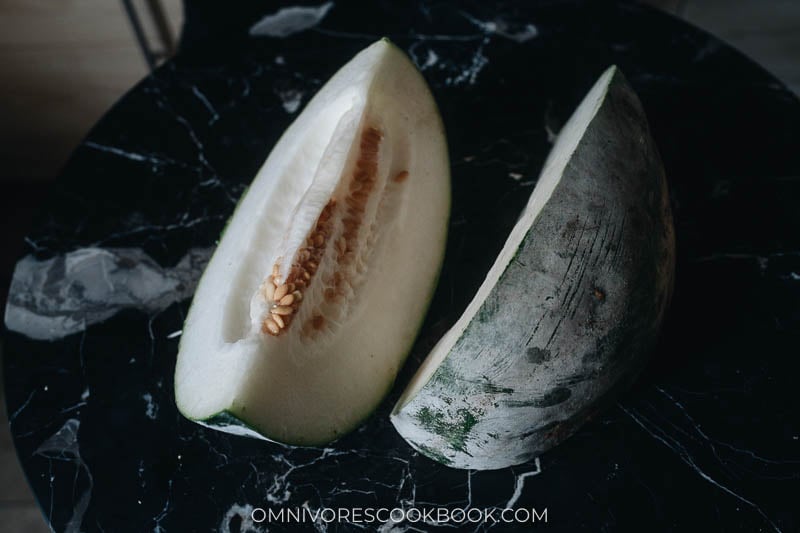 Winter melon cut to wedges