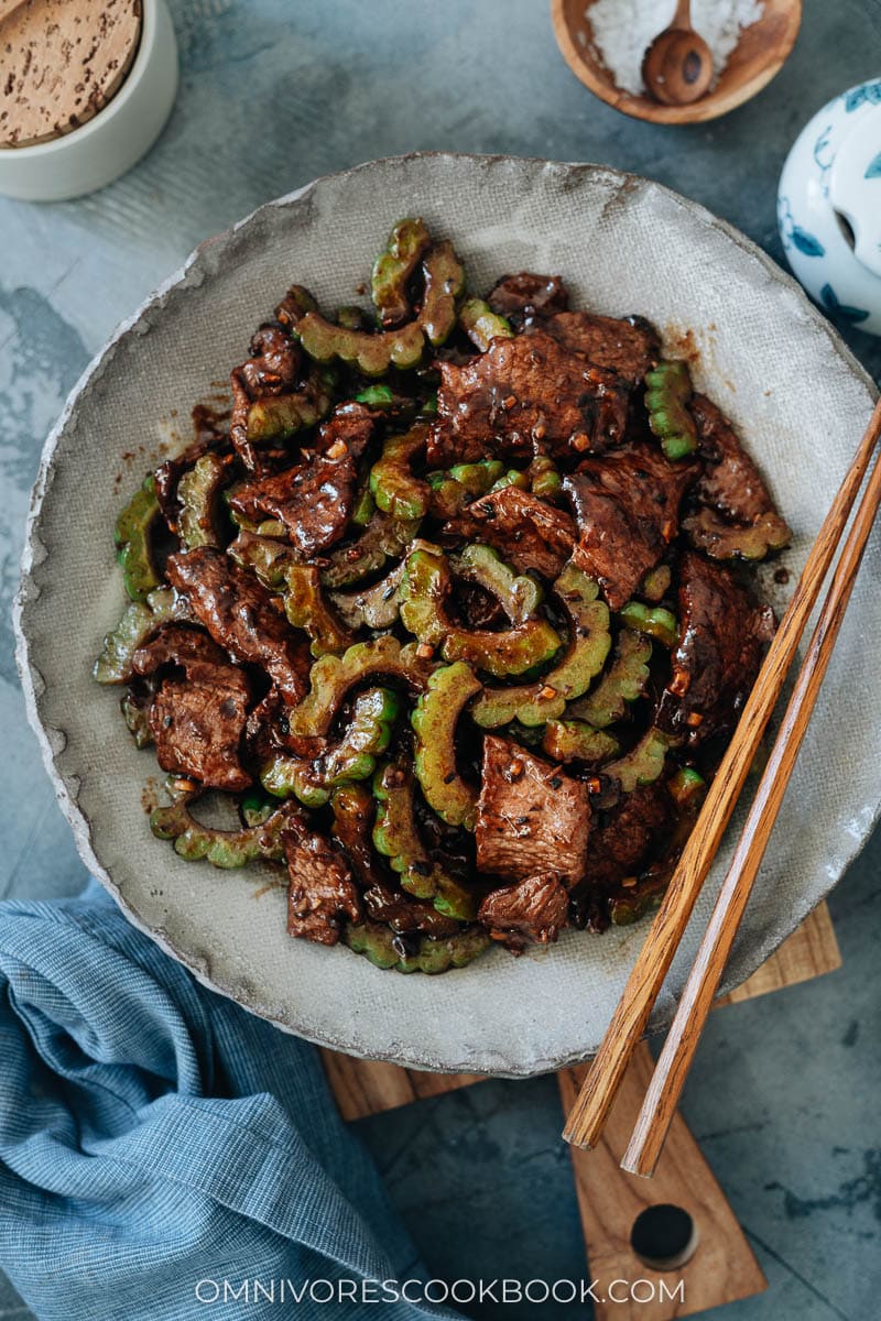 Stir fried bitter melon and beef