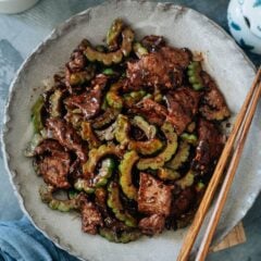 Try this tender and juicy beef with bitter melon - a stir fry that hits upon savory, sweet, and tangy notes in every single bite. {Gluten-Free Adaptable}
